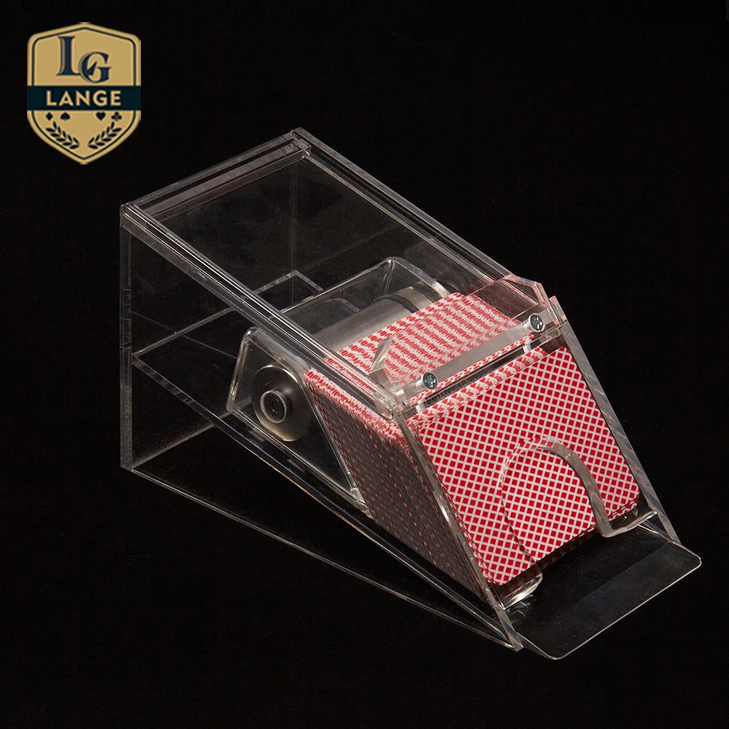 Casino 4 Deck Card Shoe Acrylic Clear Poker Dealer Shoe with Metal Roller