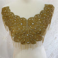 New  One Side Iron on  Wedding Embroidered Crystal Rhinestone Collar Necklace  Appliques  With Fringe