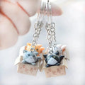 Cute Little Box Cat Key Chain Women Men Kawaii Kitten Car Keychain Fashion Letter Keyring Animal Jewelry Dating Anniversary Gift