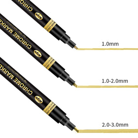 Factory in Stock Gold Chrome Marker Pen 0.7mm 3.0mm Nib Water-based Mirror Chrome Metallic Markers for Model Coloring