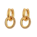 18k Gold Plated Stainless Steel Four Leaf Clover Zircon Earrings Stud Earrings