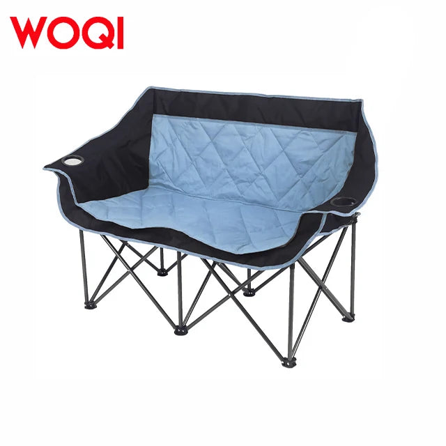 WOQI Heavy-Duty Portable Double Camping Chair Side Table Modern Iron Design Adults Parks Beaches Campsites Hotel Outdoor
