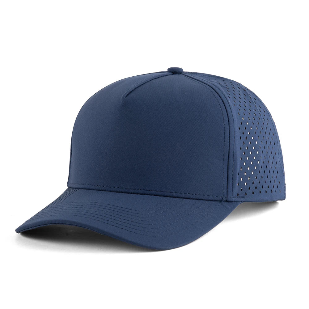 Hot Sale Waterproof Leopard Solid Custom Rubber Logo Unique Snapback Hat Laser Perforated 100% Polyester Sporty Unisex Golf