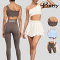 Hot Selling  Fashionable Single Shoulder Strap Sports Asymmetrical Bra Solid Color Fitness Yoga Running Sports Legging for Women