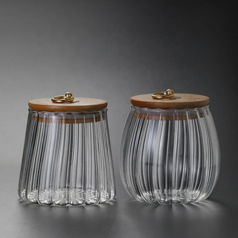 Japanese Style Glass Jar for Tea Storsge with Bamboo Lid MegaBDM