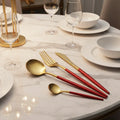 Sales Promotion Factory Directly Good Quality Stainless Steel 304 White And Gold Spoon Fork Knife Teaspoon Cutlery