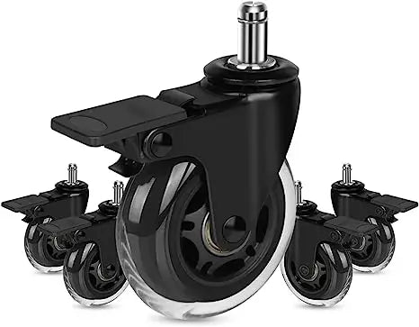 Hot Sale 75mm 3 Inch Black Roller Polyurethane Swivel Office Chair Caster Wheels for Skate Board with Brake