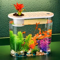 Shatterproof PET Fish Tank With Plants on Top for Betta Fish Goldfish Transparent Turtle Tank Aquarium Fish Tank Dining Table