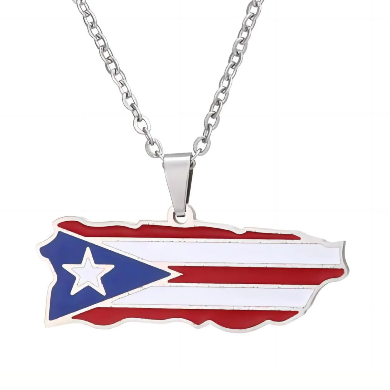 New Gold Drop Oil Puerto Rico Map Pendant Stainless Steel Necklace Chain for Man and Women