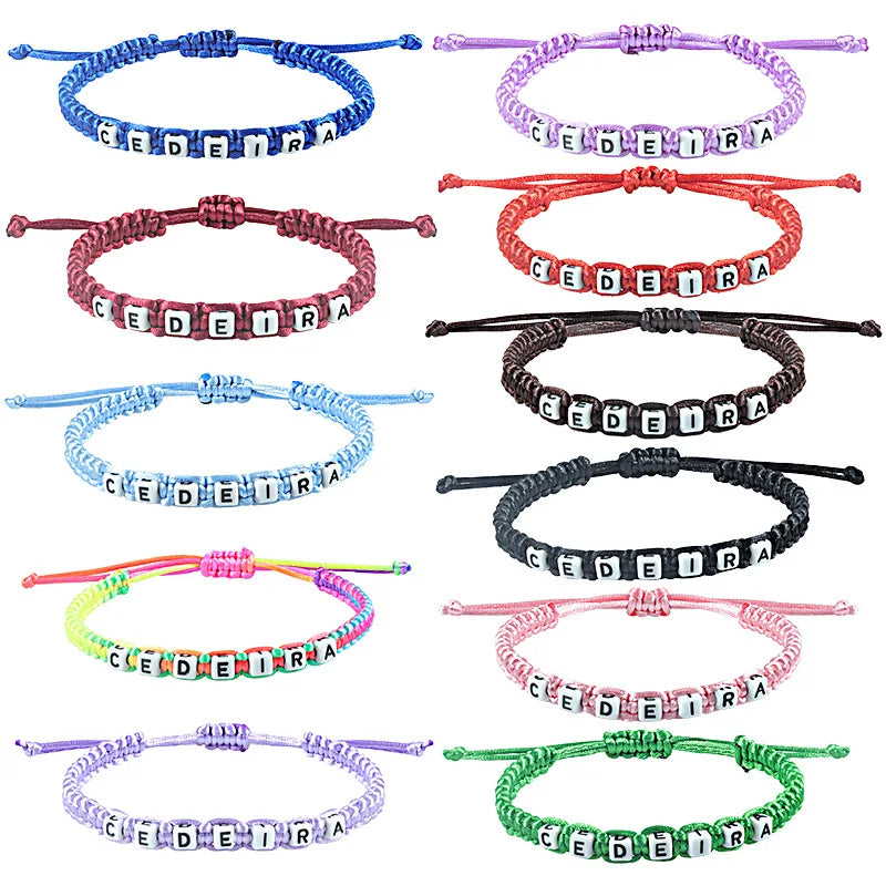 Beautiful Colorful Rope Jewelry Handmade Braided Adjustable Bracelet Meaningful Letters Bracelet Gifts for Women