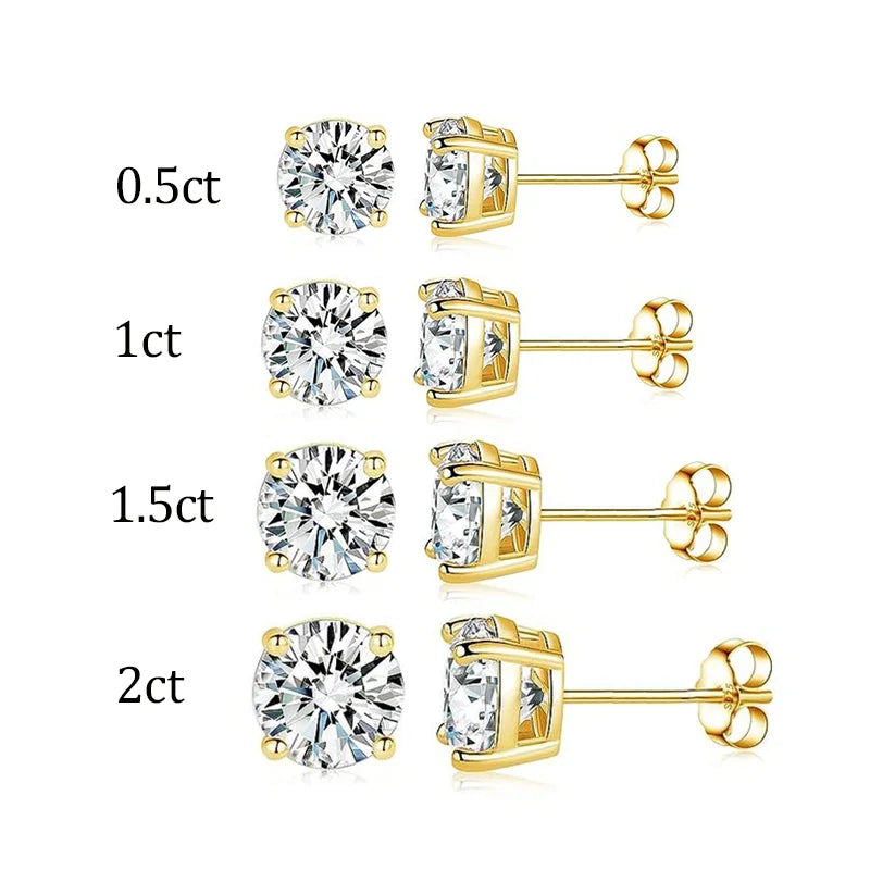 Starsgem Lab Diamant Earring Fine Jewelry Round Diamante Pendiente 1ct 1.5ct 2ct CVD HPHT 10k Gold Lab Grown Diamond Earrings