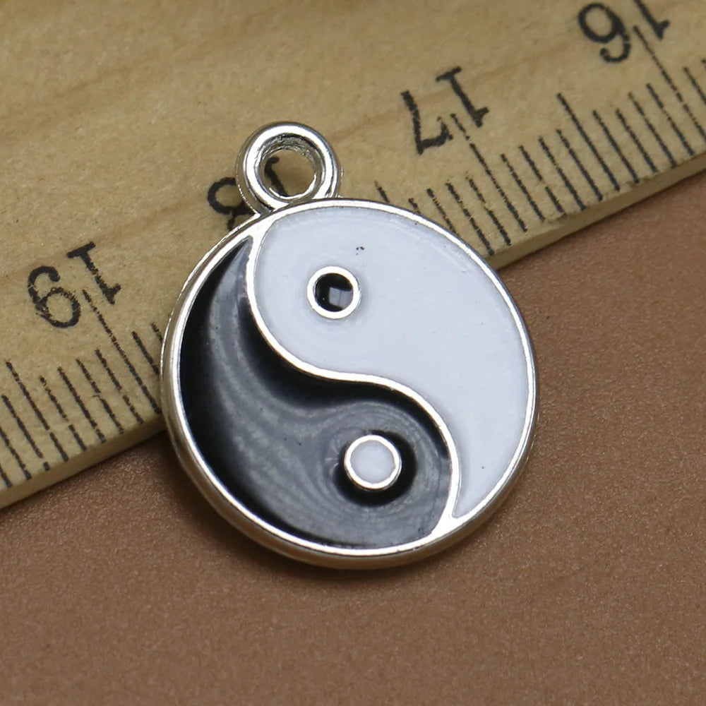 22x18mm Enamelled Zinc Alloy Metal Tai Chi Yin and Yang  Eight Diagrams Diy Pendants Jewelry Finding Making Accessories Charm