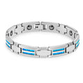 POYA Hot Sale 10mm Mens Black Ceramics Tungsten Blue Fire Opal Inlay Bracelet Luxury Gift for Man