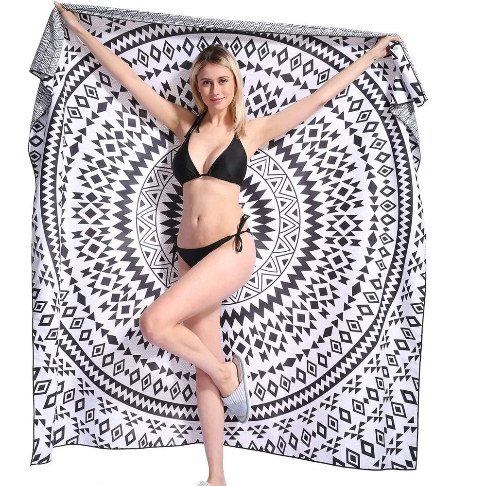 Bottle Recycled Custom Design Sublimation Printing Extra Large Double Side Printed Sand Free Beach Towel