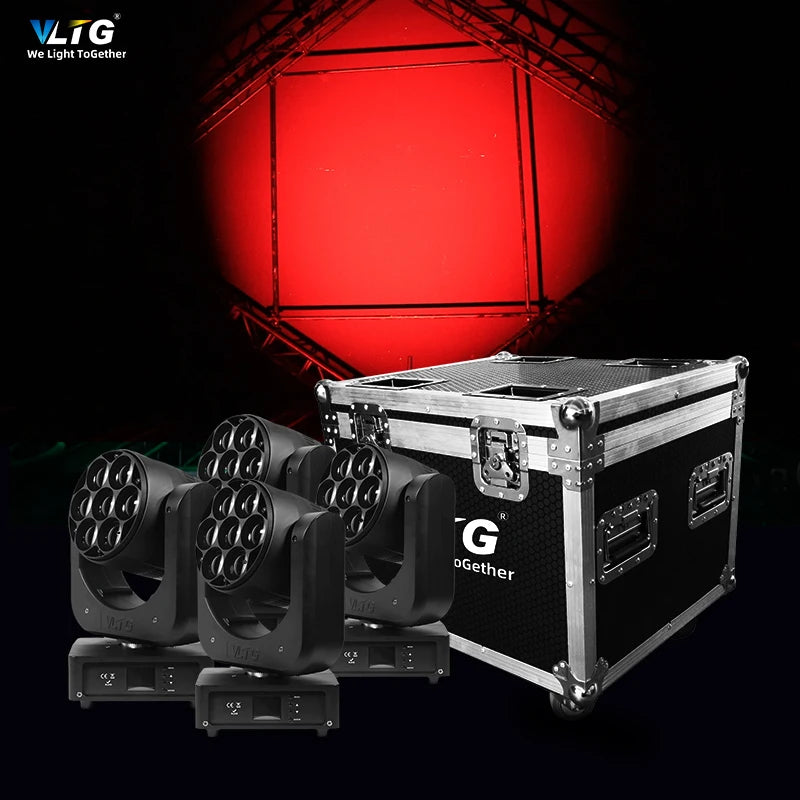 Factory 280 Watts Head Light Spot Stage Lighting  LED7*40W Bee Eyes Wash Rgbw Beam Equipment Professional Lights IP20 Led Moving