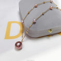 Certified Zhuji Exquisite Edison Freshwater Pearl Pendant Necklace 18K Color Gilded Starry Sky Jewelry Gift