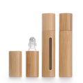 In Stock 5ml 10ml Bamboo Glass Roll on Bottle With Steel Roller and Bamboo Lid for Cosmetics