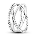Silver Plated Twisted Wide Rings for Engagement Wedding Anniversary Party or Gift Giving
