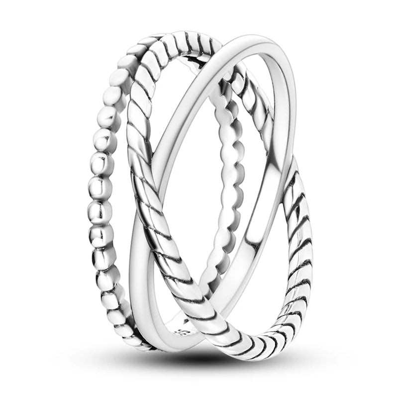Silver Plated Twisted Wide Rings for Engagement Wedding Anniversary Party or Gift Giving