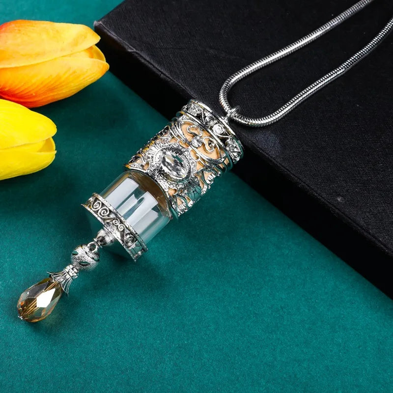 10ml Empty Golden SIlver Hanging Car Perfume Diffuser Glass Bottle Air Freshener Screen Printing Cosmetic Packing Stock