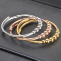 Fashion Titanium Cable Wire Cuff Bangle Unisex Beads Spinning Adjustable Opening Punk Style Bracelets Jewelry