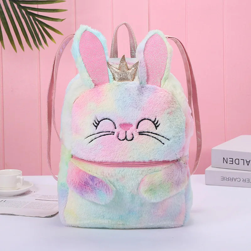 Women's Plush Backpack Large Zipper Backpack Cute and Fashionable Large-capacity Women's Backpack