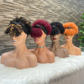 Afro Wave Pixie Cut Curly Wig Natural Brazilian 150% Density Natural COLORS Machine Made Human Hair Wig Ice Silk Hair Band
