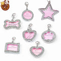 Pet Dog Id Name Tags Silver Rhinestone Pet ID Tag - Crystal Dog Cat Collar Pendant Jewelry Accessory