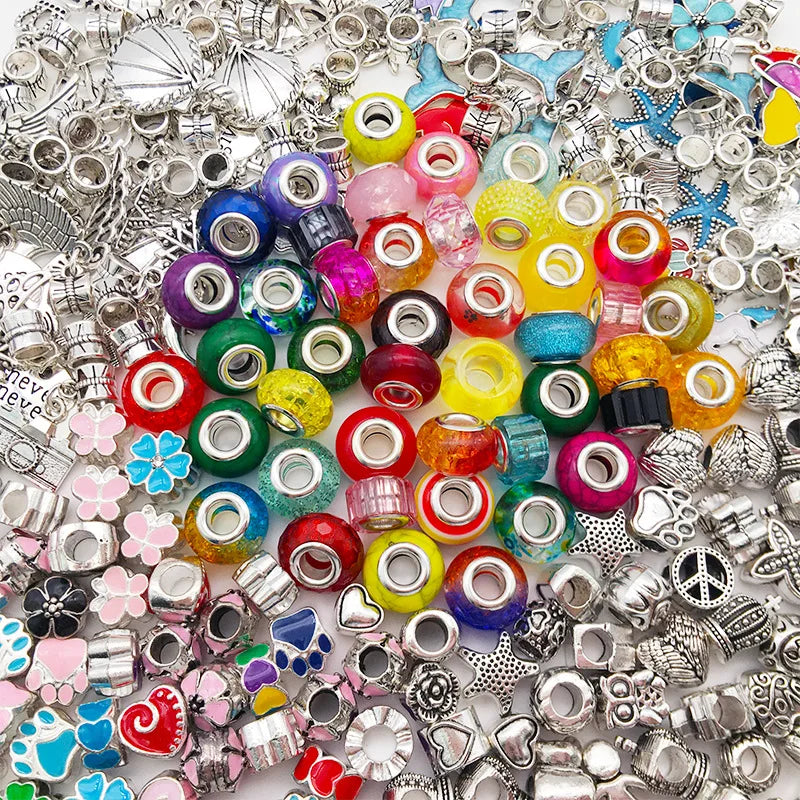 Wholesale 10pcs/set Jewelry Beads and Charms Fashion Jewelry Pendants Charms Colorful Metal Resin Beads for Bracelet Making