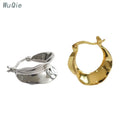 Wuqie New Products Gold Plated Fashion Irregular Circle Hoop Clip on Earrings for Women 925 Sterling Silver Jewelry