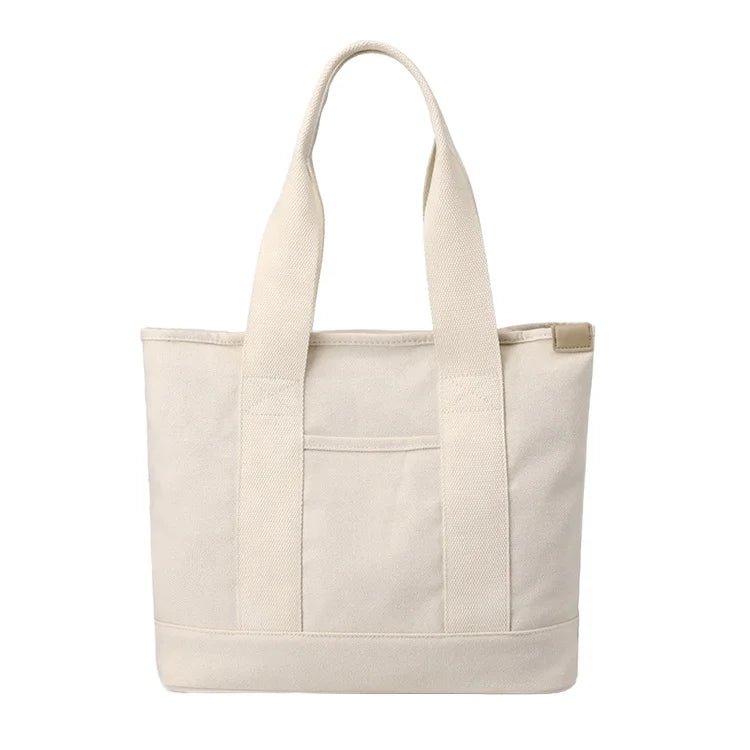 Wholesale Promotional Custom Printing Crossbody Cotton Canvas Large Tote Shopping Bags with Zipper