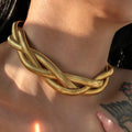 Chic Water Resistant 18k Gold Plated Jewelry Stainless Steel Chain Necklace Exaggerate Choker Necklace Bold Chain Choker
