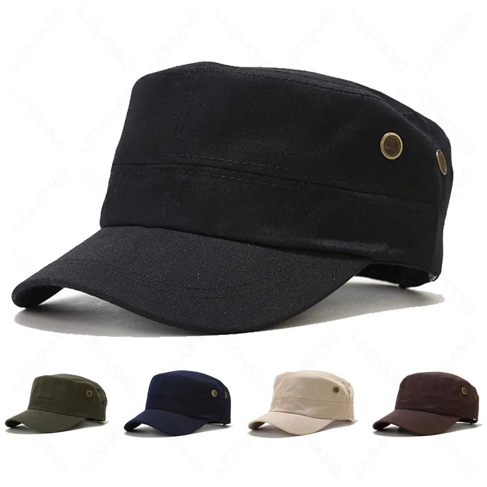 Solid Color Light Board Plus Size Camo Cap Male Student Camo Training Breathable Sun Hat Ladies Flat-Top Hat Customization