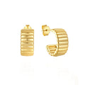 SP Popular Design Big Chunky Sterling Silver C-shaped Stripe Pleated S925 Sterling Silver Hoop Stud Earrings