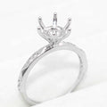 Sterling Silver 8mm/2CT Semi Mount Ring Frame Blank Claws Setting Holder Without Center Stone for Moissanite Diamond DIY Inlay
