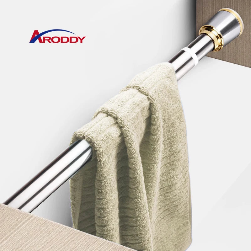 ARODDY 4.1-5.0m Stainless Steel House Curtains for Home Telescopic Curtain Rod Adjustable Drilling Free Clothes Drying Rod