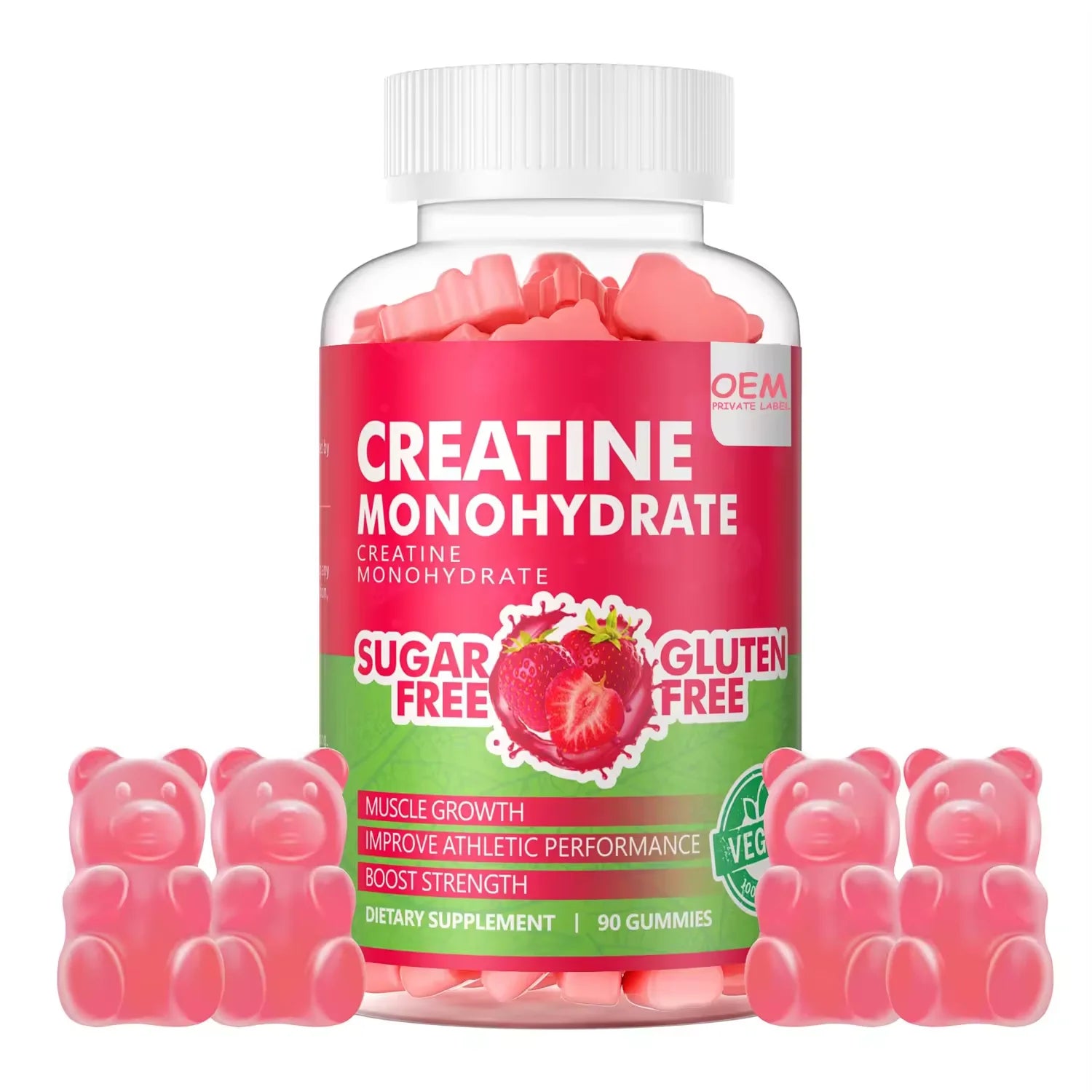 OEM Creatine Monohydrate Muscle Growth & Strength Gummies Energy Pre-Workout Weight Gain Gummies for Adults