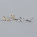 SP Fine Earrings Studs Jewelry 925 Sterling Silver Zircon Stud Earrings 18K Gold Plated Women