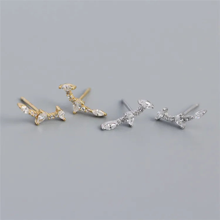 SP Fine Earrings Studs Jewelry 925 Sterling Silver Zircon Stud Earrings 18K Gold Plated Women