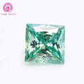 Yingma Synthetic Gemstones Loose Moissanite Stone Blue Green Square Shape Princess Cut Moissanite Loose