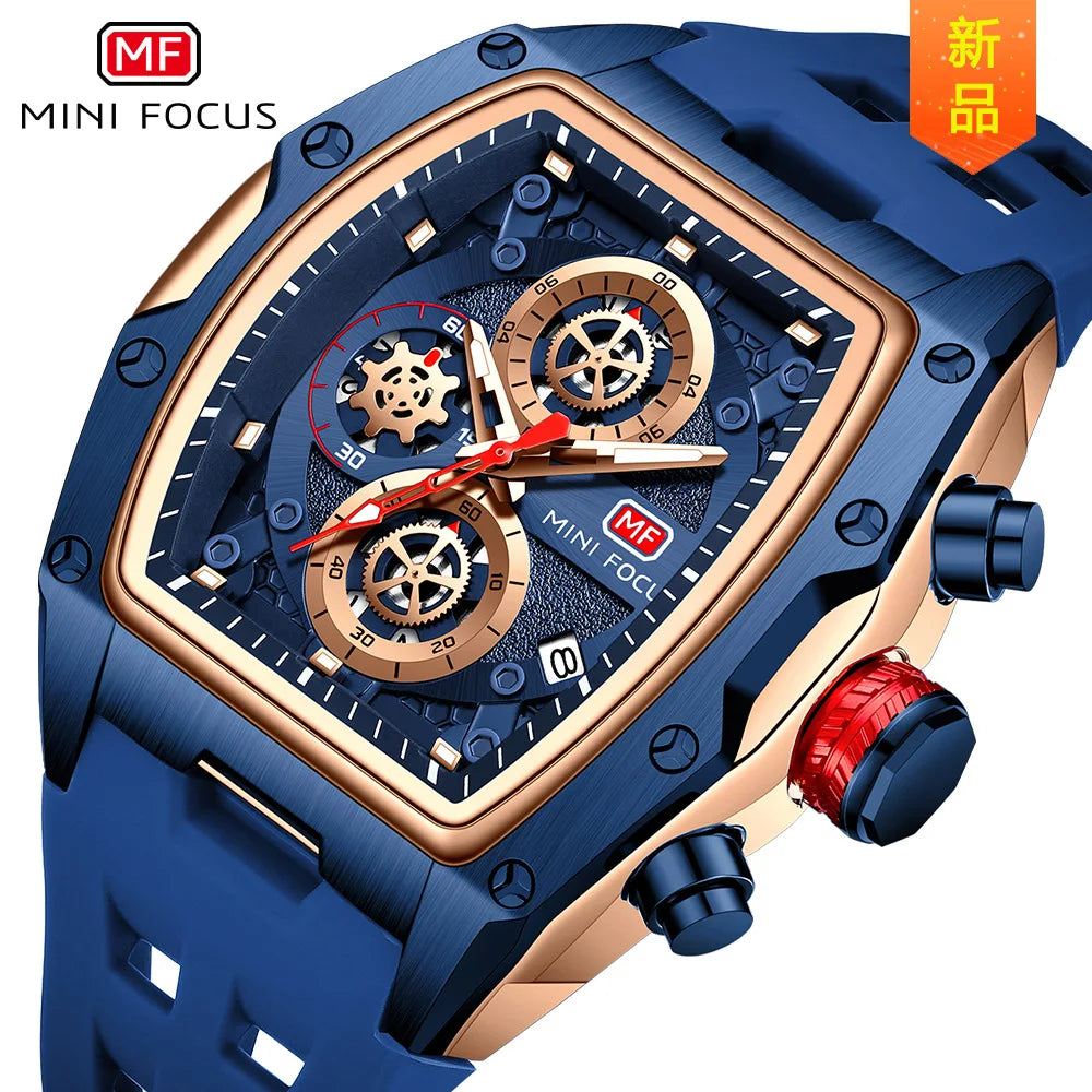 MINI FOCUS 0473 Men's Watch High Quality Quartz Watch for Men with Luminous Hands Chronograph Date Male Waterproof Wristwatch