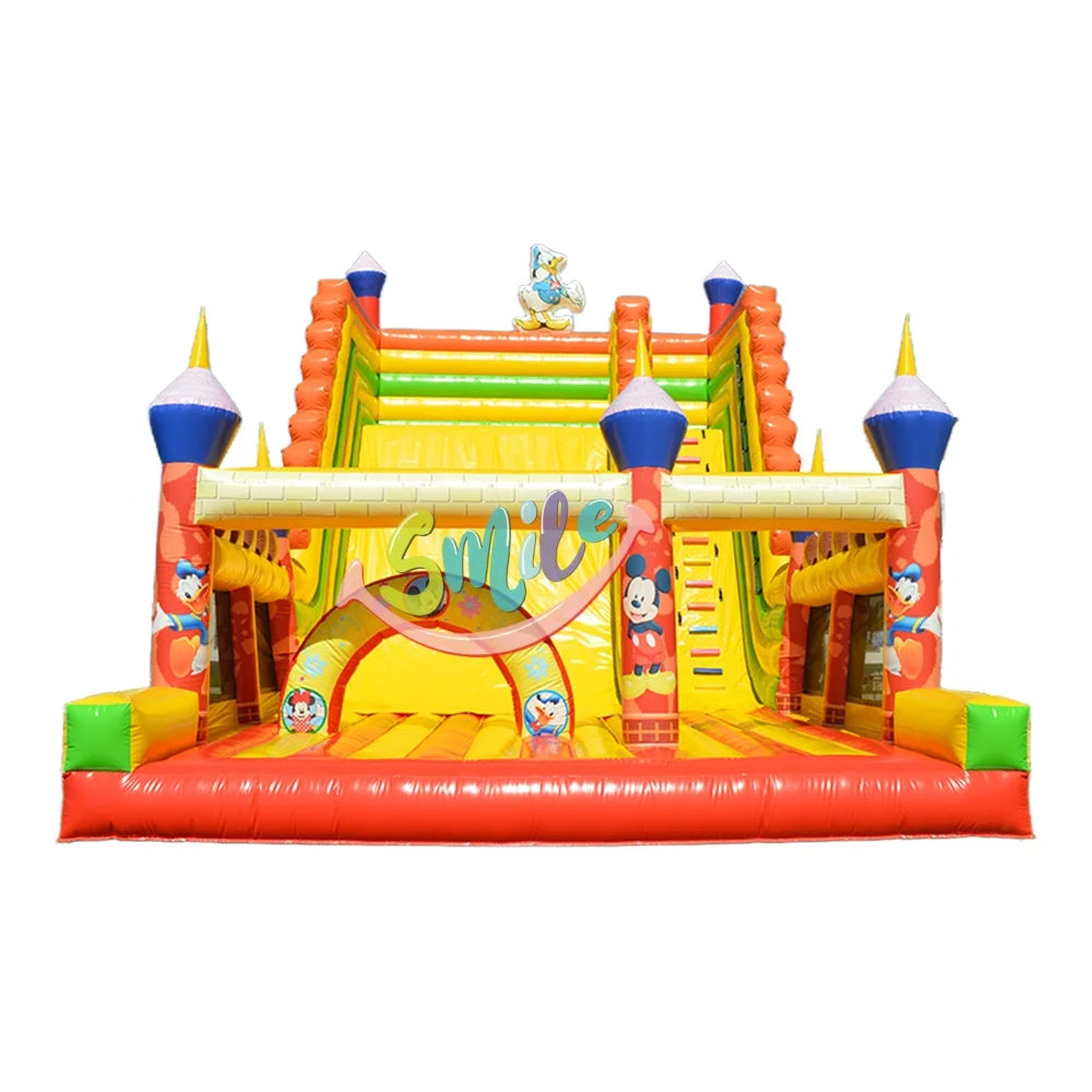 Colourful Inflatable Trampoline Bouncy Castle PVC Material EN14960 Certified 2-Person Capacity for Family School Amusement Parks