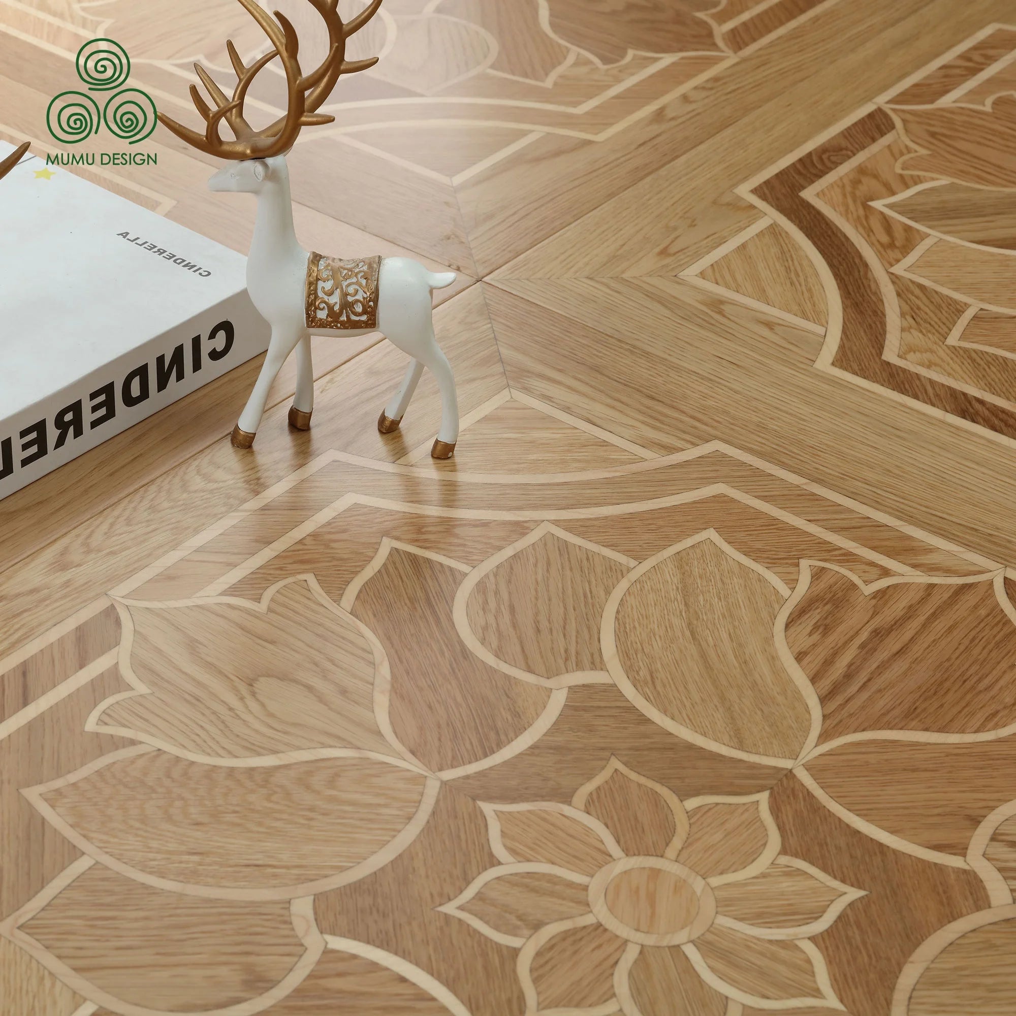 MUMU Easy Install Flexible Laminated Antique Natural Oak Linoleum Fishbone Parquet Wood Flooring