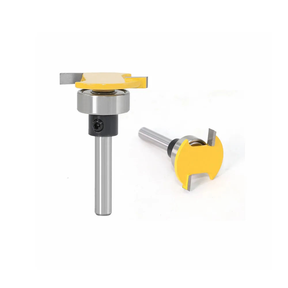 1/4 Inch and 6mm Shank With Down Bearing T-Type Slotting Router Bit Mortising Cutter Slotting Milling Cutter Groove Wooden Tools