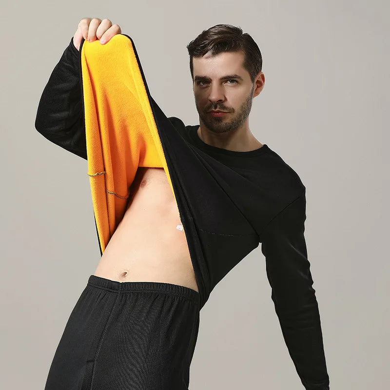 Men's Winter Black Thermal Wholesale 2 Piece Set Clothing  Thermal Tops Men Warm Winter Thermal Underwear Set for Men