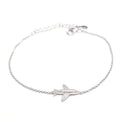 Fun Design Aircraft Modeling Silver Inset Zircon Aircraft Bracelet 925 Sterling Silver Charm Bracelet for Women