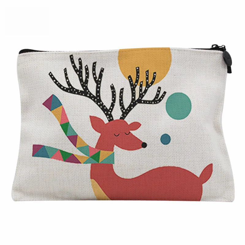 Custom Print Sublimation Logo Linen Zipper Makeup Pouch Travel Cosmetic Bag Custom Printed Make up Bag