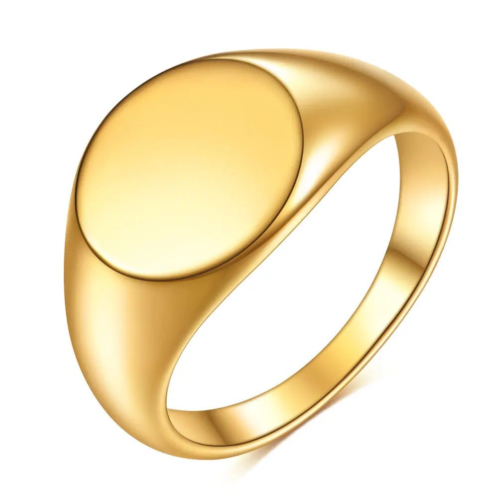 Personality Stainless Steel Hypoallergenic18K Gold Plated 12mm Plated US6/US7/US8/US9 Ring