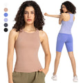 Crew Neck Singlet Fitness Gym Sports Basic Tight Running Workout Tank Tops Yoga Sleeveless Free Size Racerback Tank Top Women
