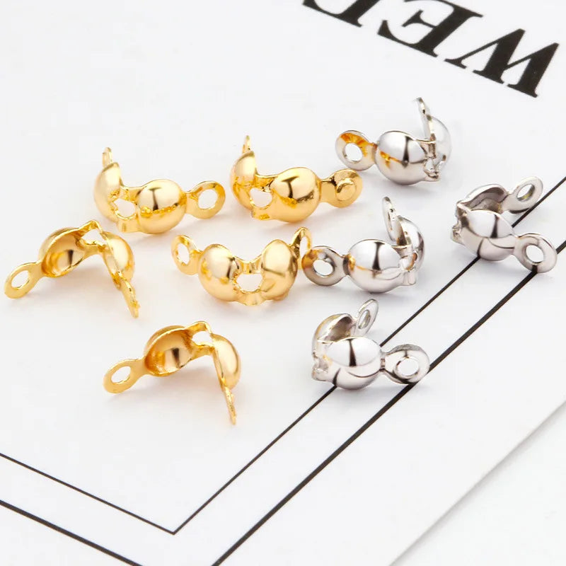 4x8mm Stainless Steel Connector Clasp Fit Ball Chain End Crimps Beads Connector Components for DIY Jewelry Finding